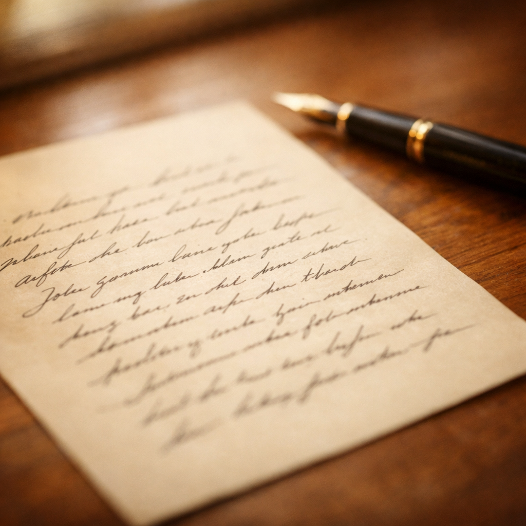 A handwritten letter of personal advice on cream stationery with fountain pen